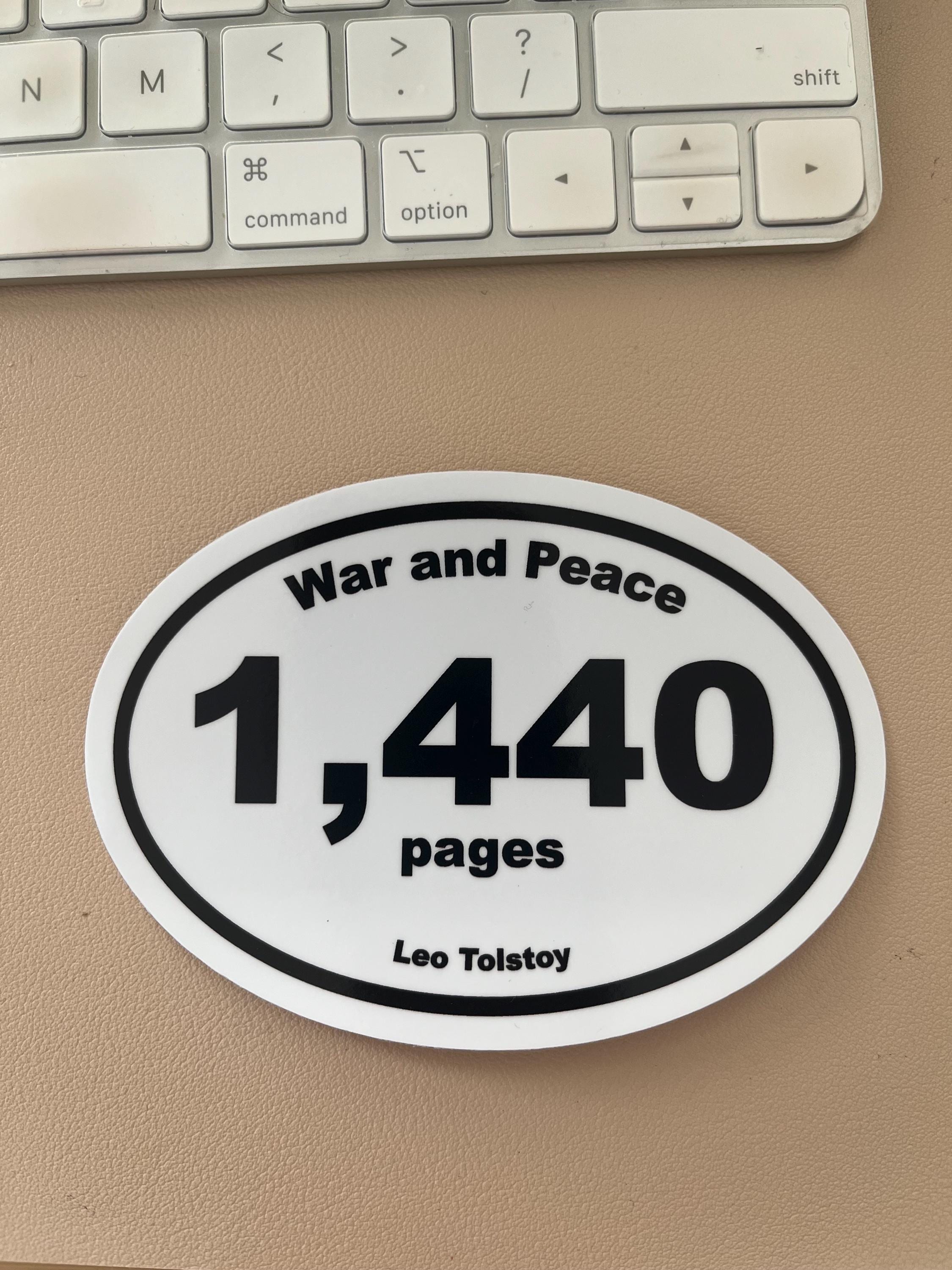 War and Peace - Book Marathon Sticker - Decal for Cars & Laptops